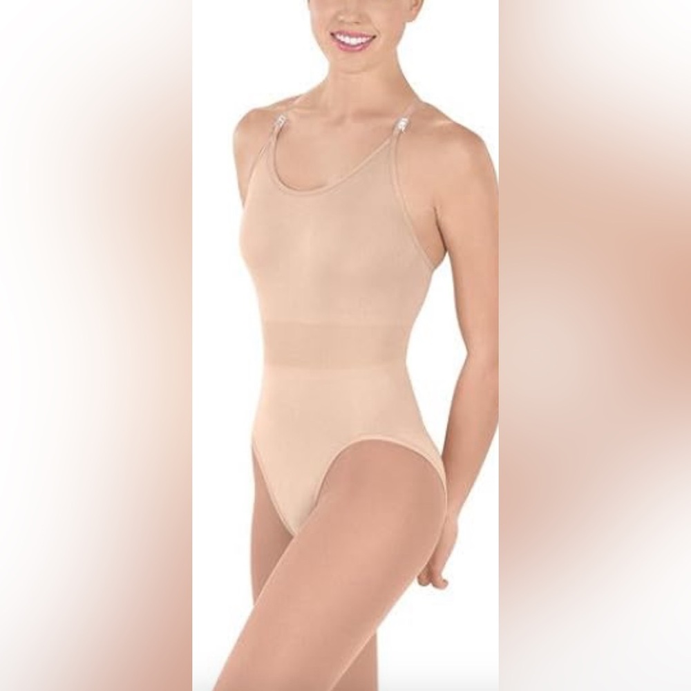 NWOT Eurotard Camisole Leotard Bodysuit. Women’s Large. Light Beige/Nude